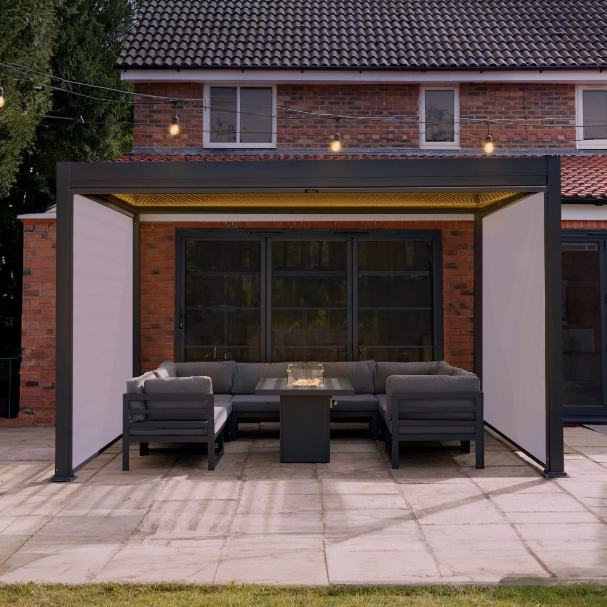 Aluminium Pergola With Blinds & LED Lights - 3m x 3m