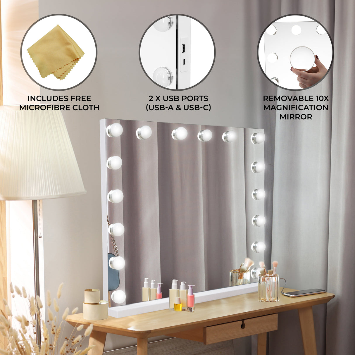 LED Bluetooth Mirror - 80 x 60cm