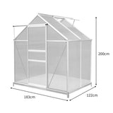 Polycarbonate Greenhouse 6ft x 4ft with Base – Silver