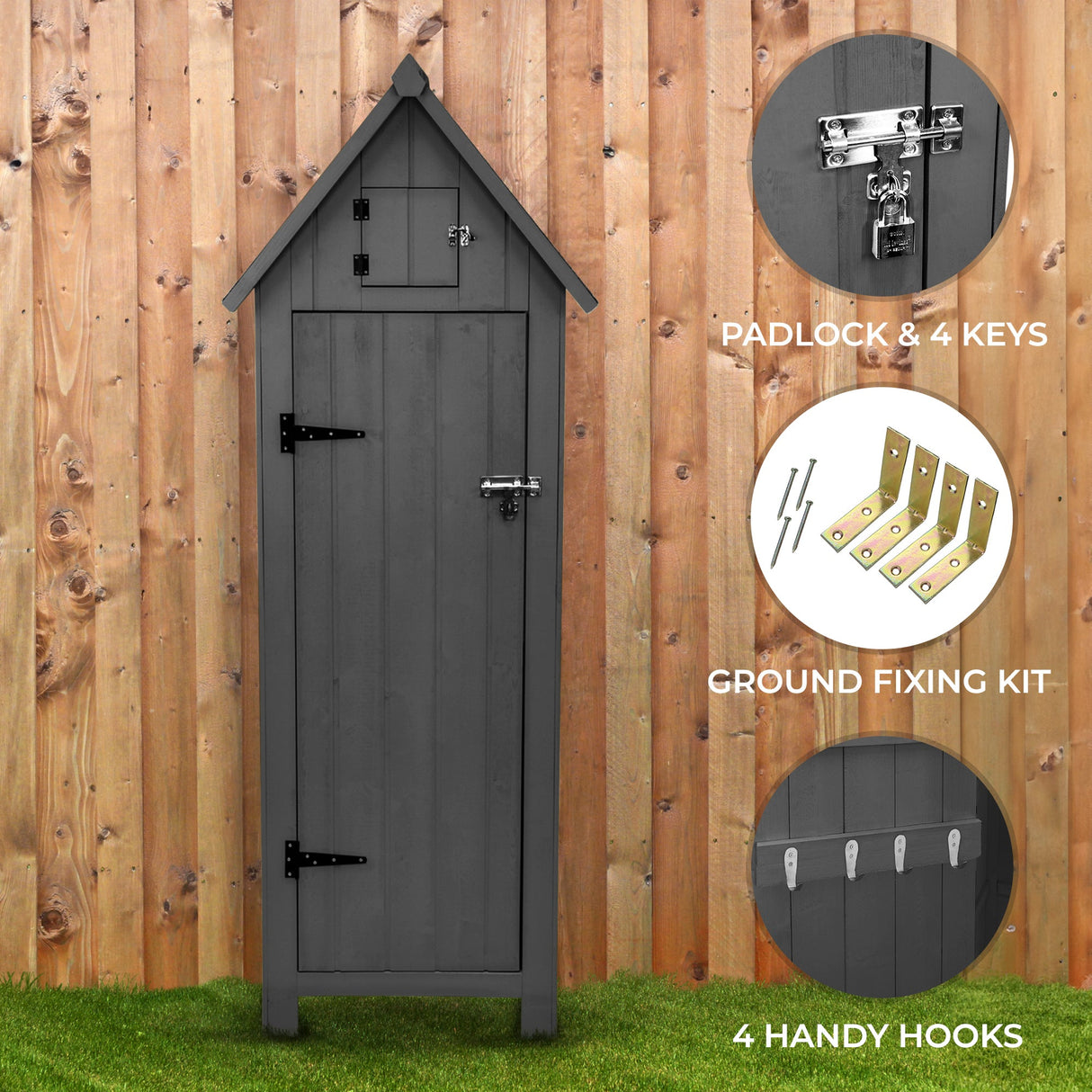 Wooden Garden Shed - Grey