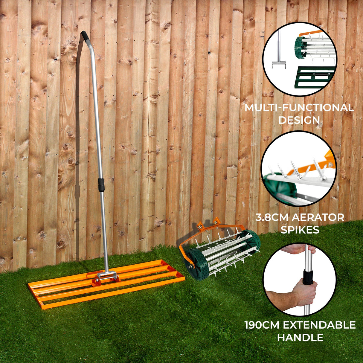 100cm Lawn Leveller & Aerator – Orange