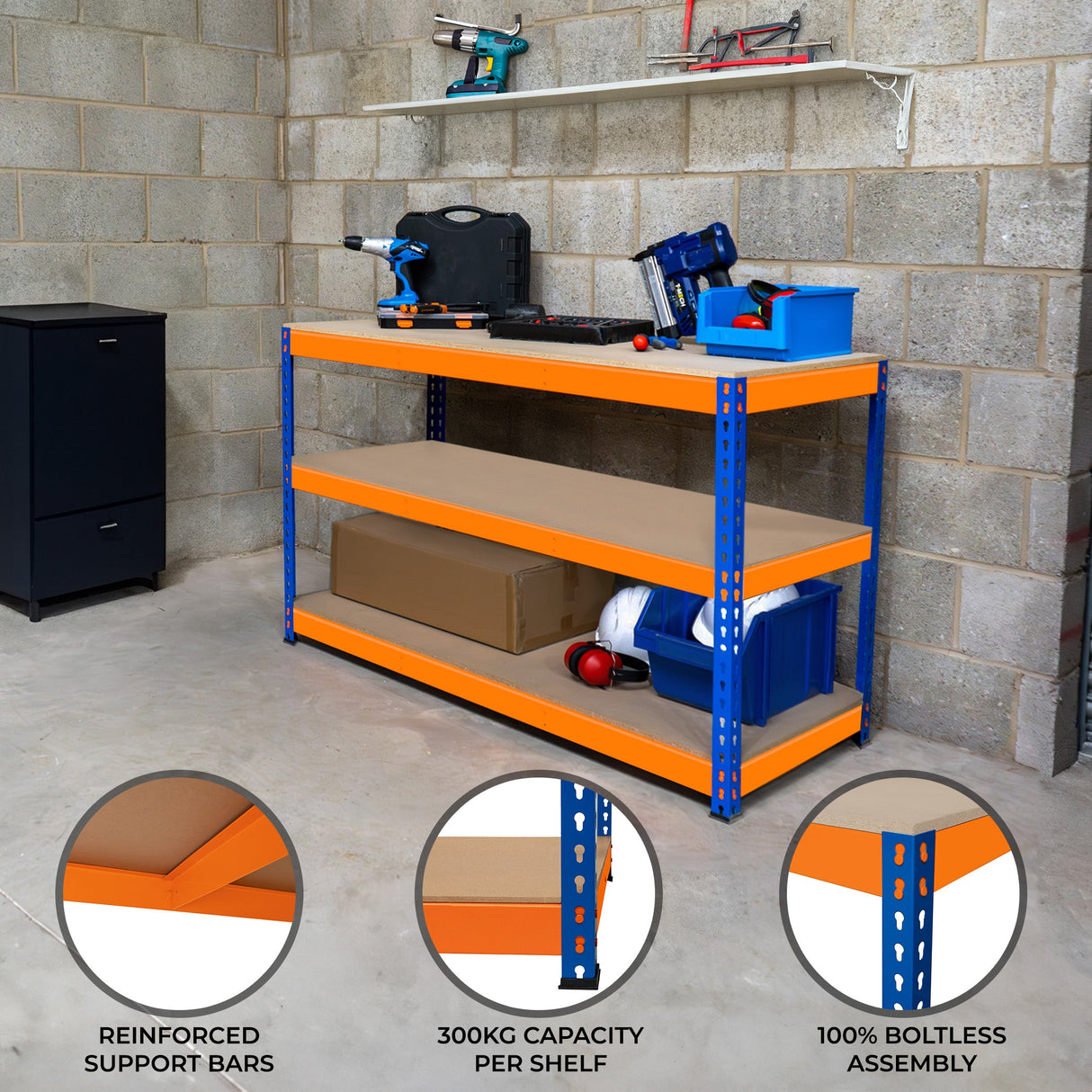 S-Rax 3 Tier Workbench - 150cm x 60cm x 90cm