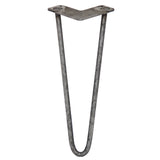 4 x 14" Hairpin Legs - 2 Prong - 12mm - Raw Steel