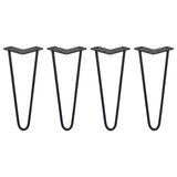 4 x 12" Hairpin Legs - 2 Prong - 10mm - Black