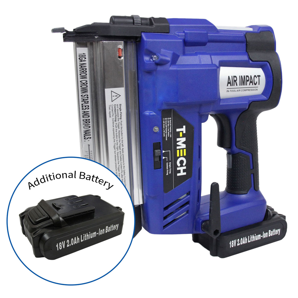 T-Mech Nail & Staple Gun with Additional Battery