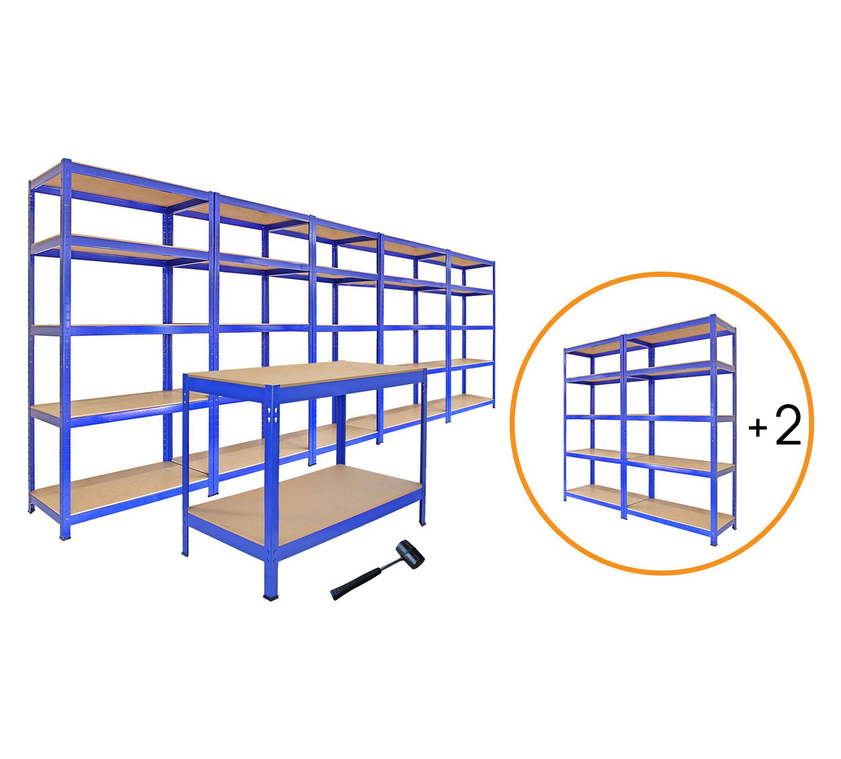 Garage Racking - Junk Eater Bundle - Boltless 5 Tier Garage Shelves