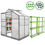 Greenhouse 6ft x 8ft (Green) & Racking