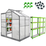 Greenhouse 6ft x 6ft (Green) & Racking