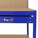 Workbench With Pegboard And Drawer In Blue