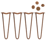 4 x 14" Hairpin Legs - 2 Prong - 12mm - Antique Copper