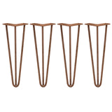 4 x 14" Hairpin Legs - 3 Prong - 10mm - Antique Copper