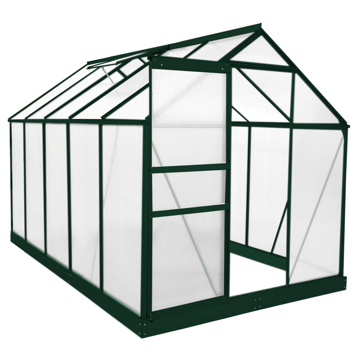 Greenhouse 6ft x 10ft (Green) With Base & Racking