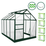 Greenhouse 6ft x 8ft (Green) With Base & Racking