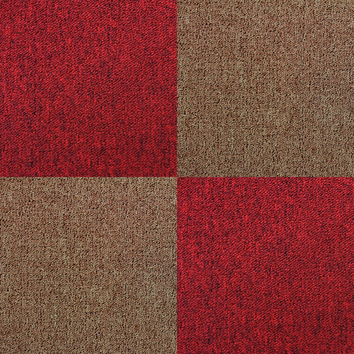 40 x Carpet Tiles 10m2 / Scarlet Red & Sand