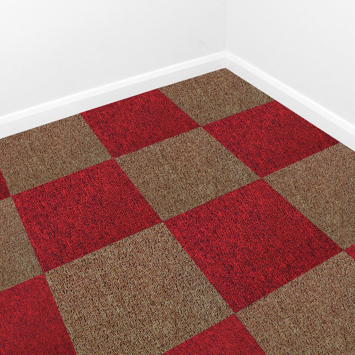 40 x Carpet Tiles 10m2 / Scarlet Red & Sand