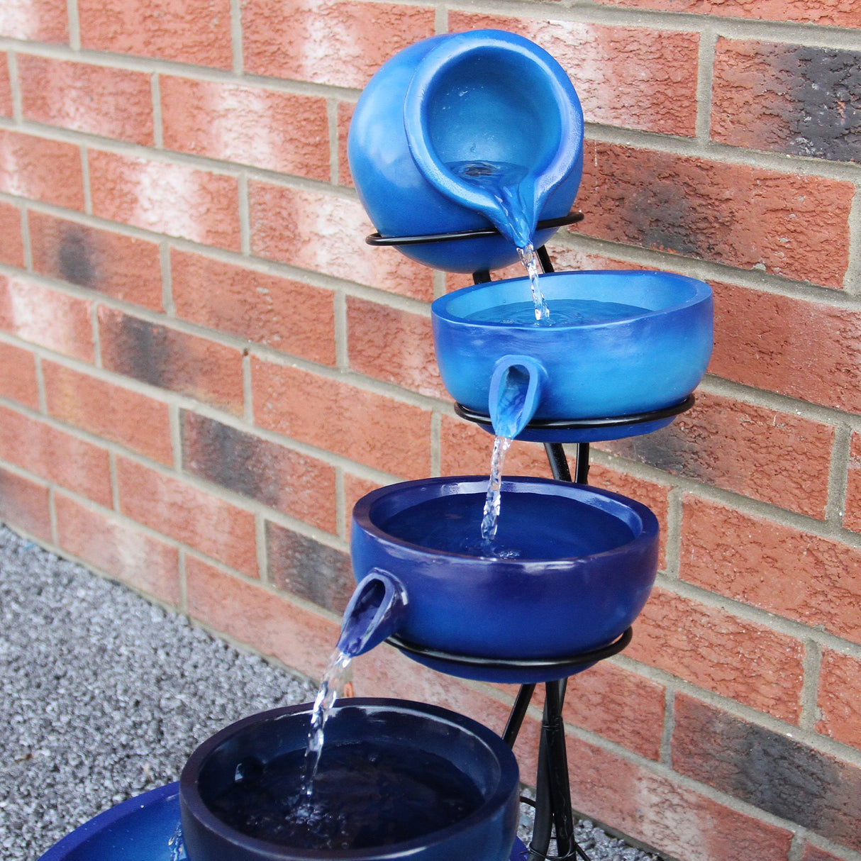 Blue 4 Tier Spilling Bowls Water Feature