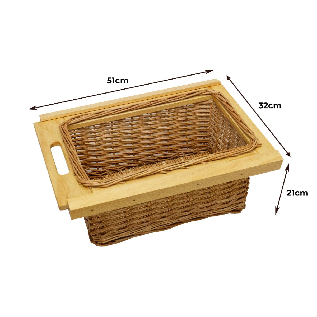 Pull Out Wicker Kitchen Baskets 400mm