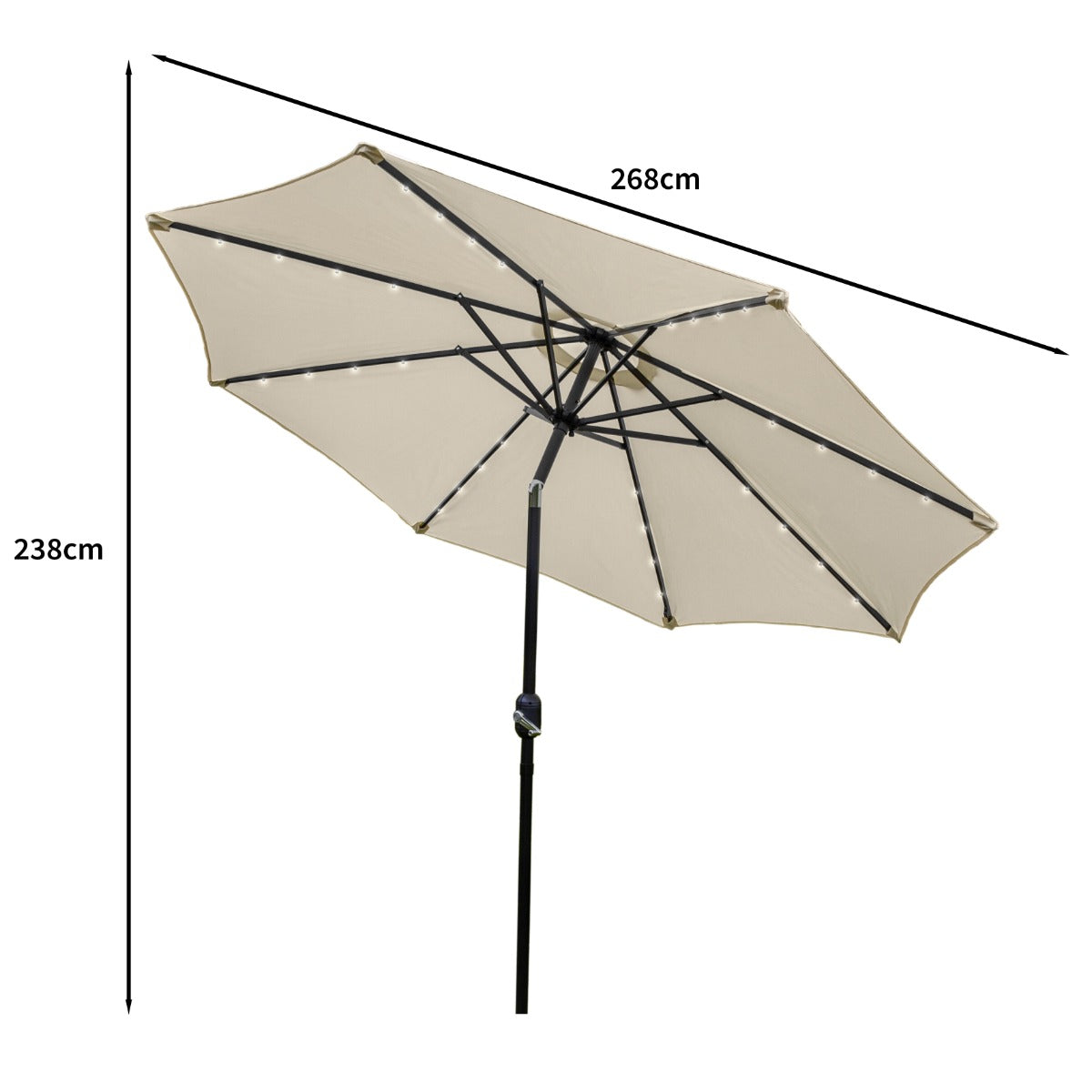 Cream 2.7m LED Tilt Parasol