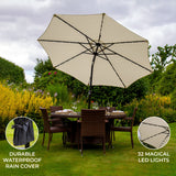 Cream 2.7m LED Tilt Parasol