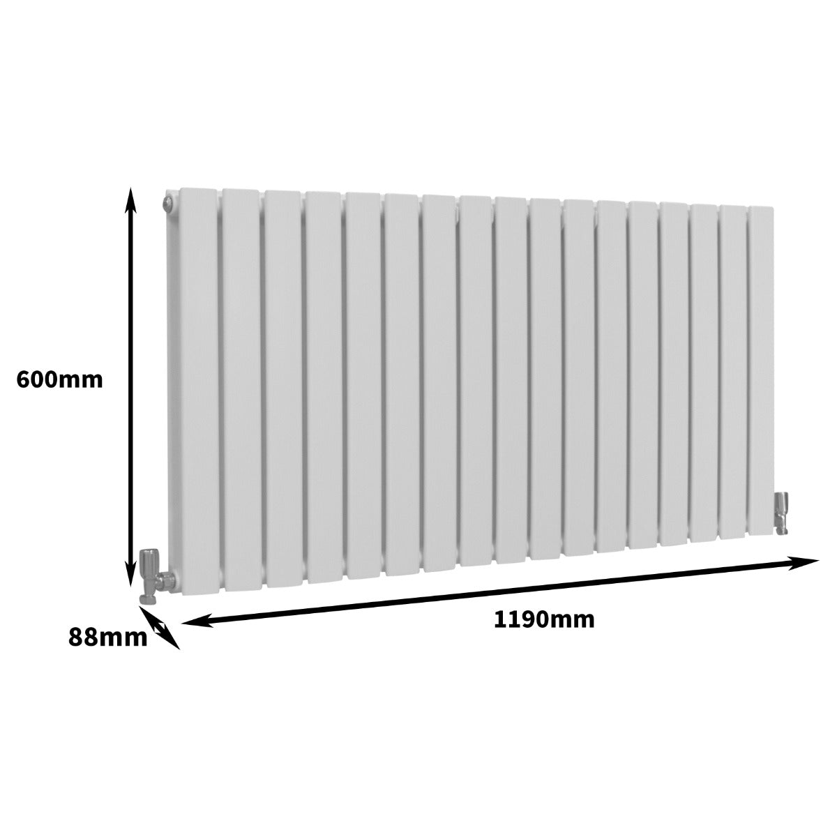 Designer Flat Panel Radiators Gloss White 600mm x 1190mm