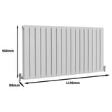 Designer Flat Panel Radiators Gloss White 600mm x 1190mm