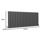 Designer Flat Panel Radiators Anthracite Grey 600mm x 1400mm