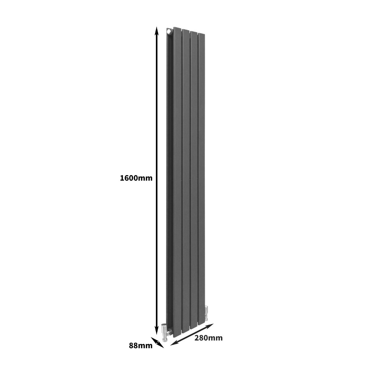 Designer Flat Panel Radiators Anthracite Grey 1600mm x 280mm