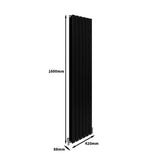 Designer Flat Panel Radiators Matt Black 1600mm x 420mm