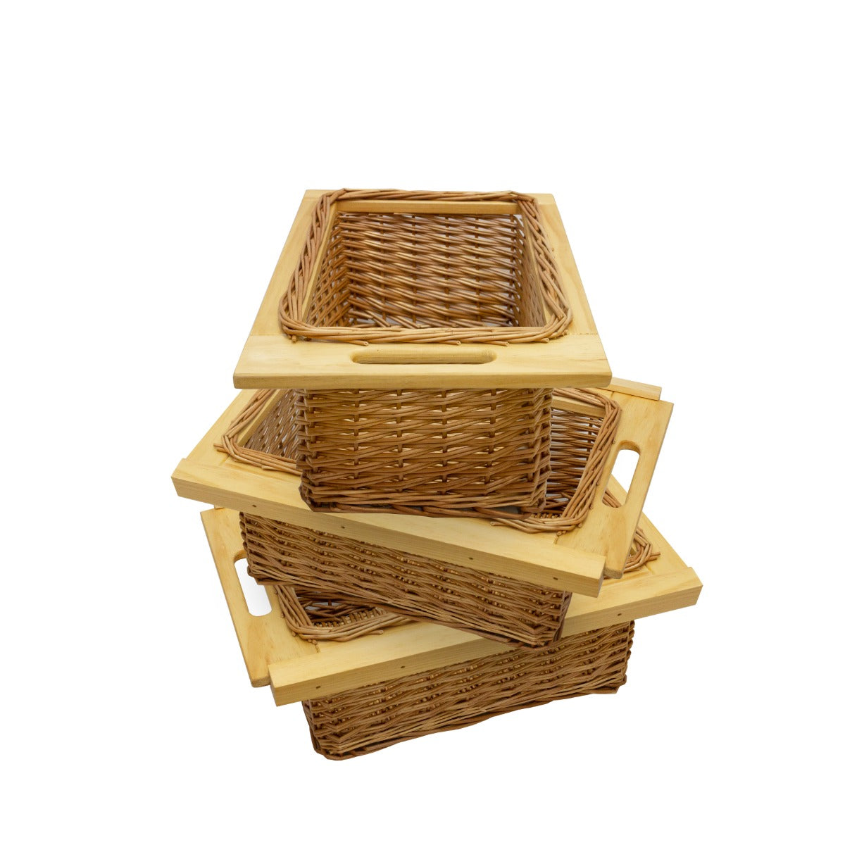 3 x Pull Out Wicker Kitchen Baskets 400mm