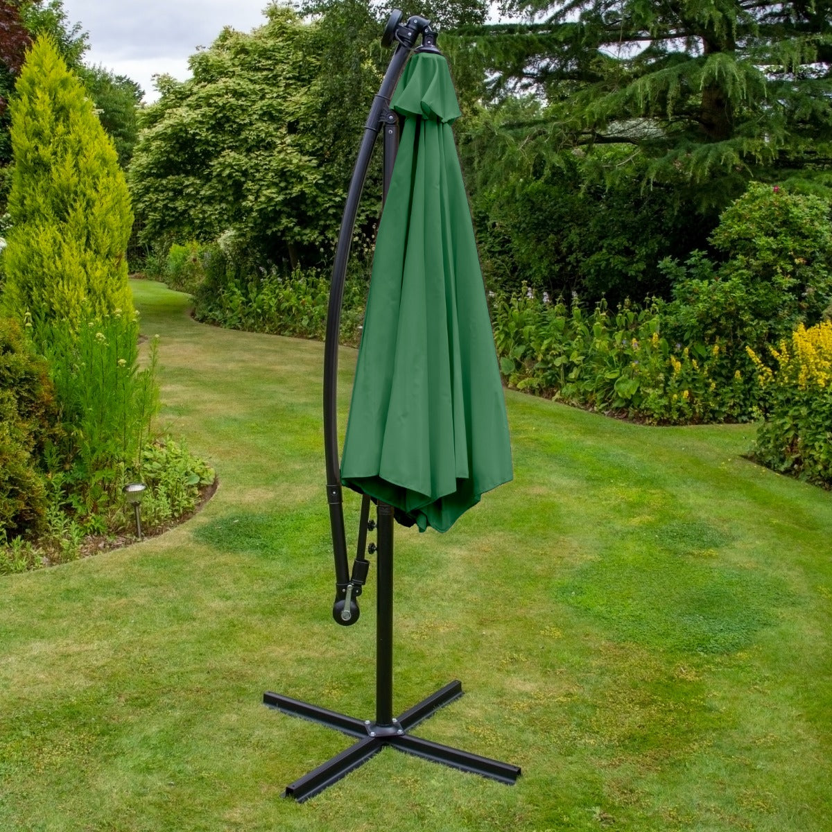 Green 3m LED Cantilever Parasol