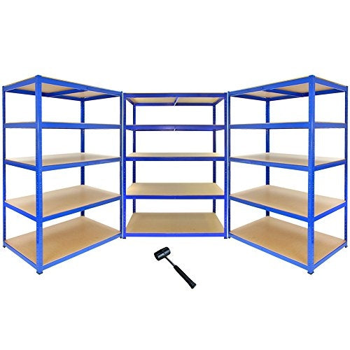 Monster Racking T-Rax Strong Storage Shelves, Blue, 120cm W, 60cm D, Set of 3