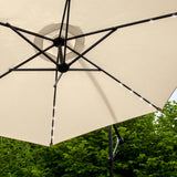 Beige 3m LED Cantilever Parasol With Plain Base