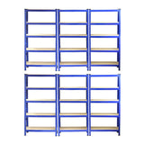 Monster Racking T-Rax Heavy Duty Shelving Units, Blue, 75cm W, 30cm D, Set of 6