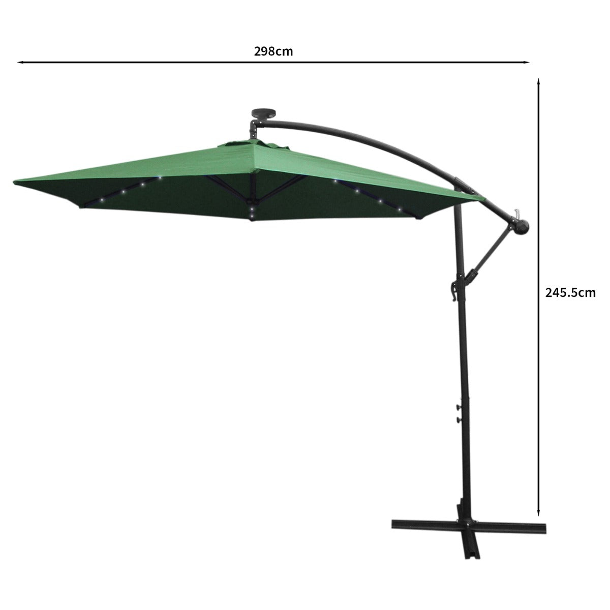 Green 3m LED Cantilever Parasol