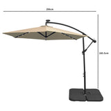 Beige 3m LED Cantilever Parasol With Plain Base