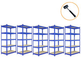 Q-Rax 3 x 90cm & 2 x 120cm Blue Metal Racking Units