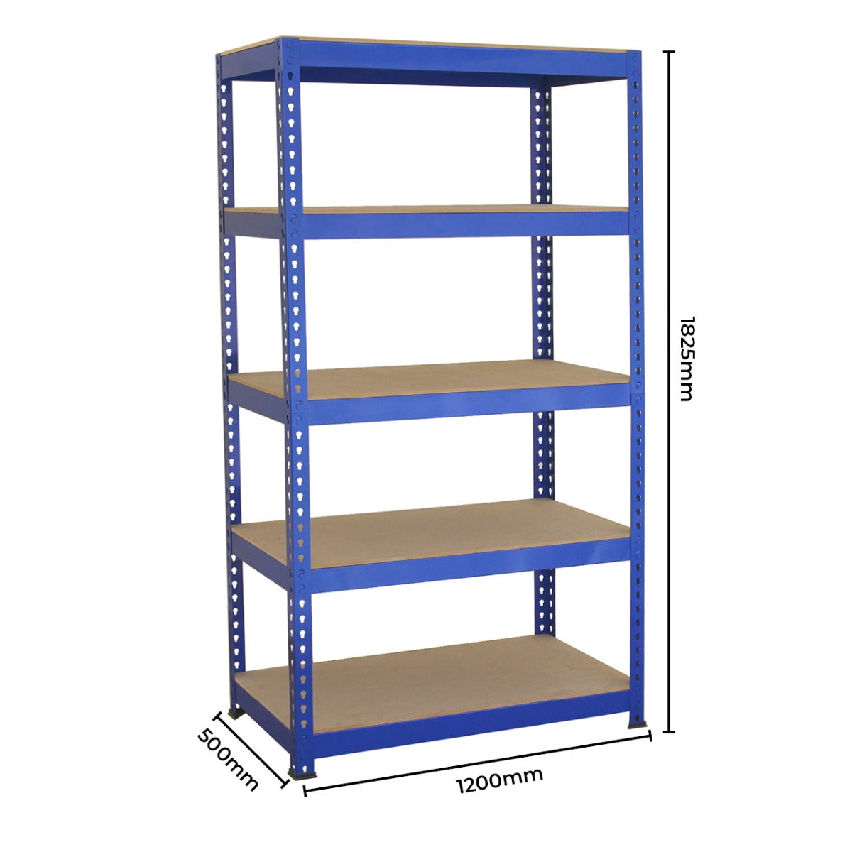 Q-Rax 3 x 90cm & 2 x 120cm Blue Metal Racking Units