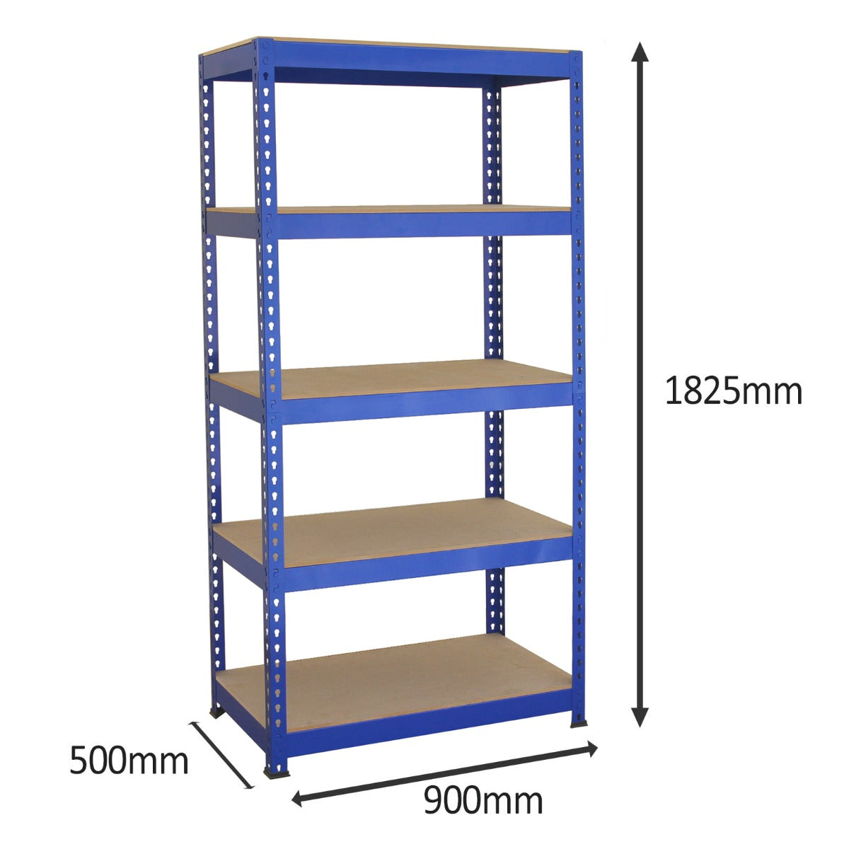 Q-Rax 3 x 120cm & 2 x 90cm Blue Metal Racking Units