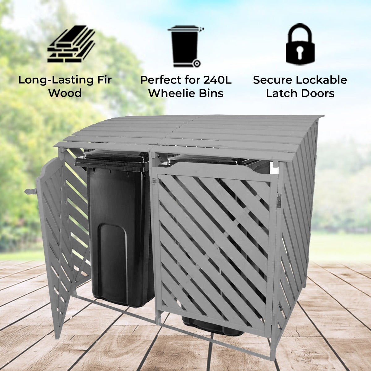 Grey Wash Double Wheelie Bin Storage Monster Shop UAE