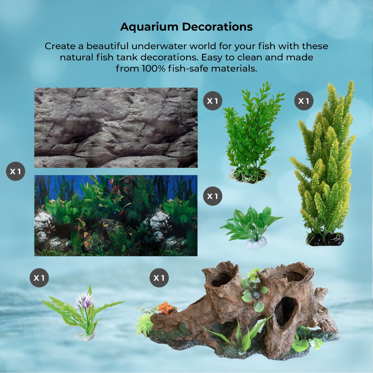 Aquarium Fish Tank &amp; Cabinet with Complete Starter Kit - White Tank &amp; Natural Gravel