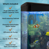 Aquarium Fish Tank & Cabinet with Complete Starter Kit - Black Tank & Blue Gravel