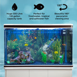 Aquarium Fish Tank & Cabinet with Complete Starter Kit - White Tank & Blue Gravel - EU Plug