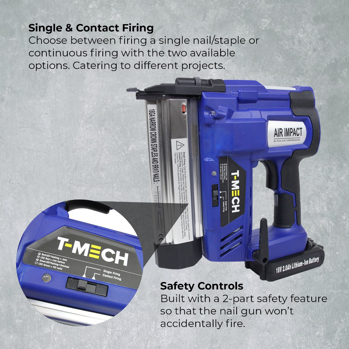 T-Mech Nail & Staple Gun with Additional Battery