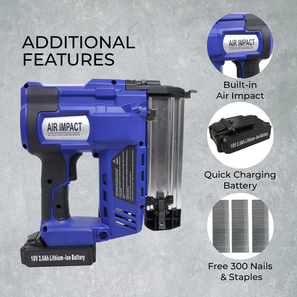 T-Mech Nail & Staple Gun with Additional Battery