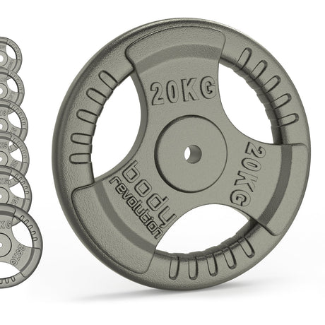 Cast Iron Weight Plates - 1" Standard Tri Grip Pairs (1.25 - 25 kg) - Body Revolution