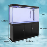 Aquarium Fish Tank & Cabinet with Complete Starter Kit - Black Tank & White Gravel