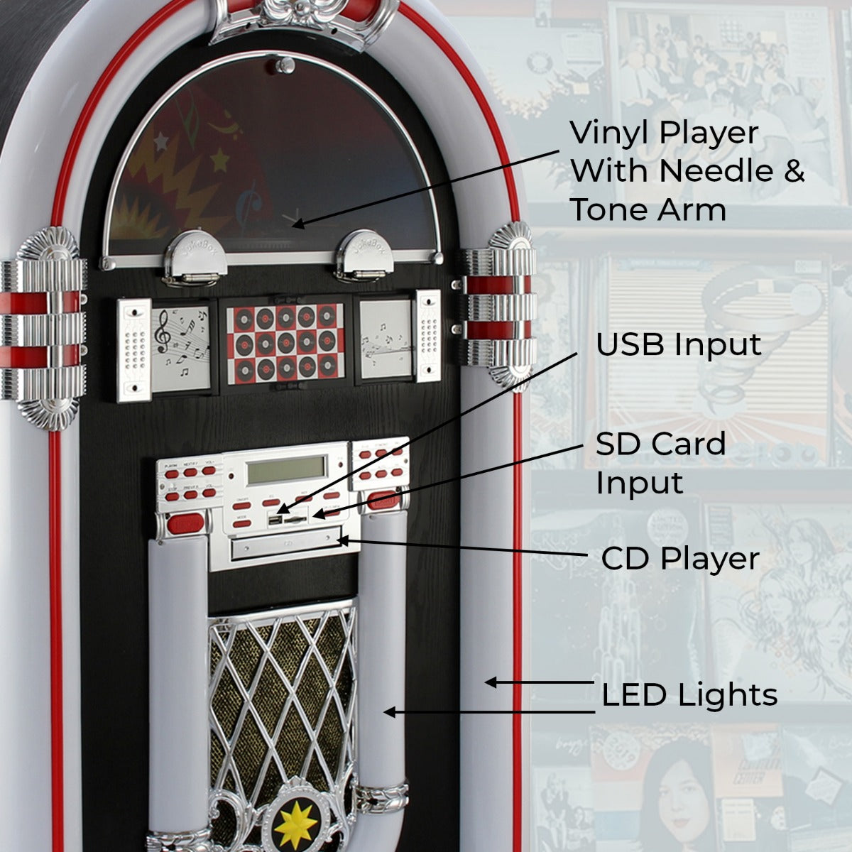 Jukebox Vinyl Record Player & Sound System