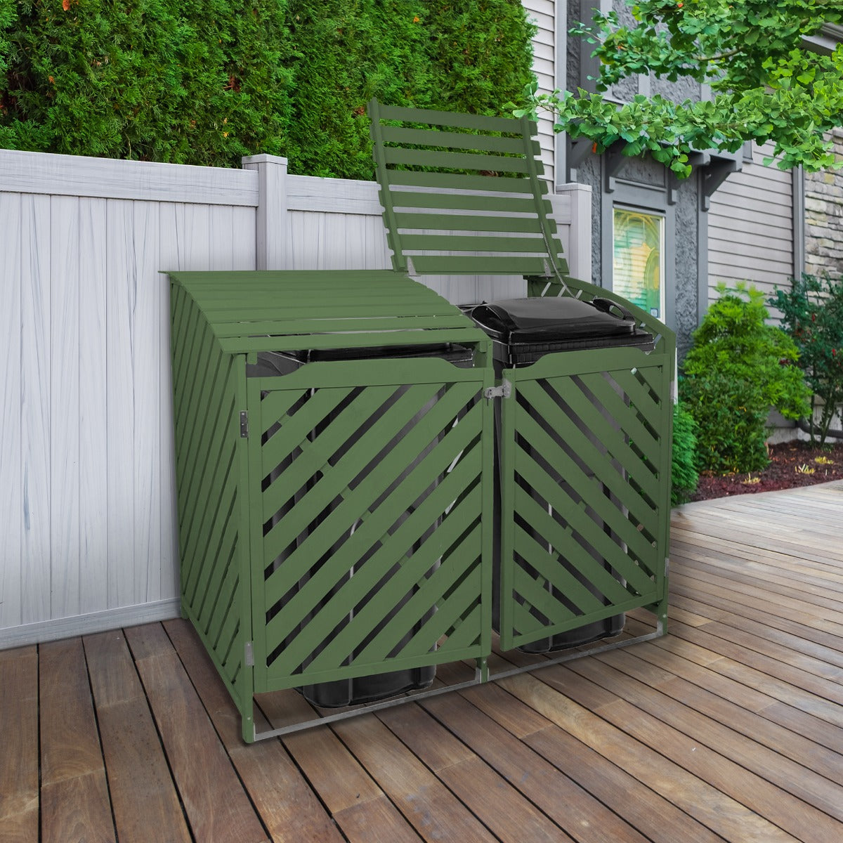 Sage Green Double Wheelie Bin Storage