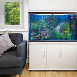 Aquarium Fish Tank &amp; Cabinet with Complete Starter Kit - White Tank &amp; Blue Gravel