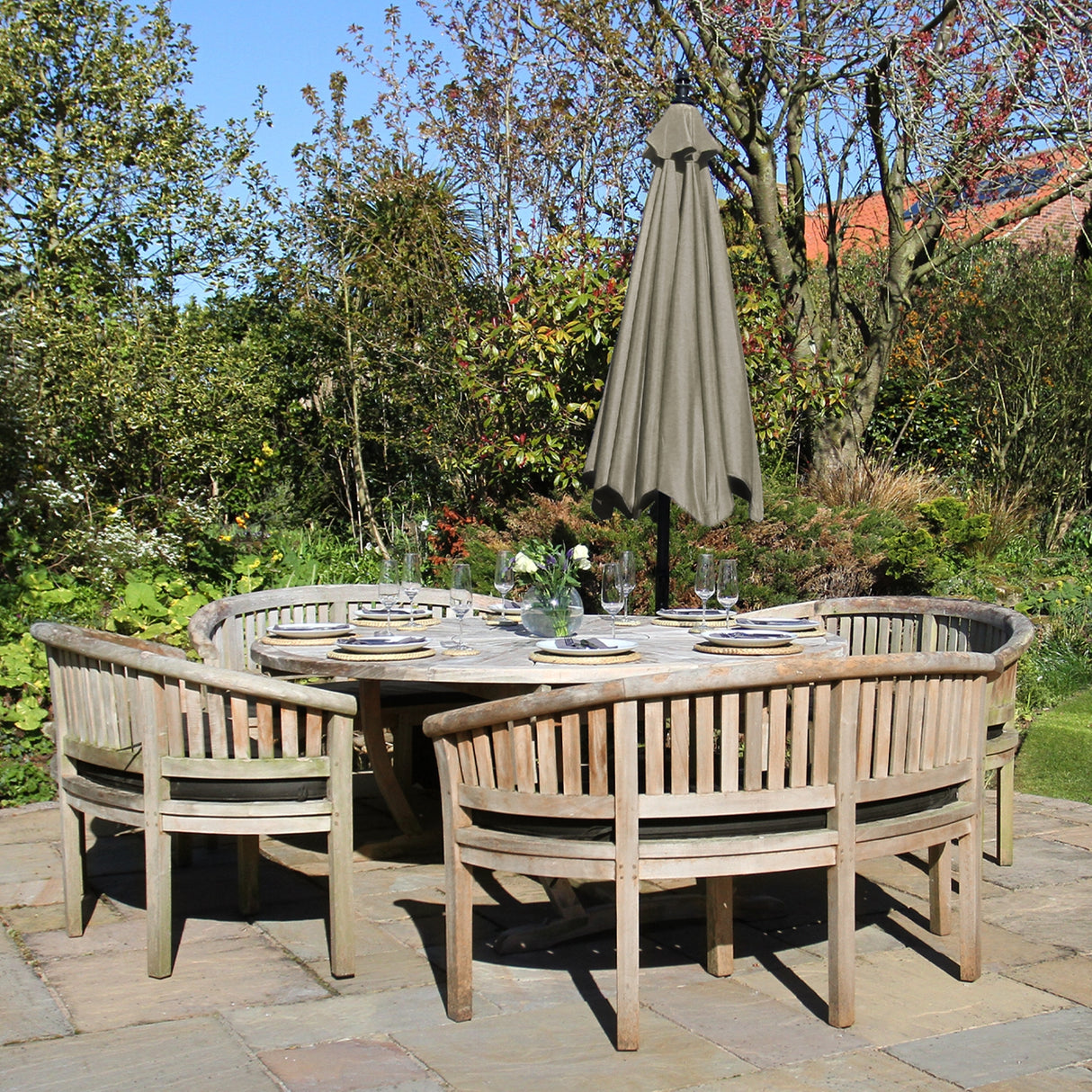 Beige Cantilever Parasol & Square Base